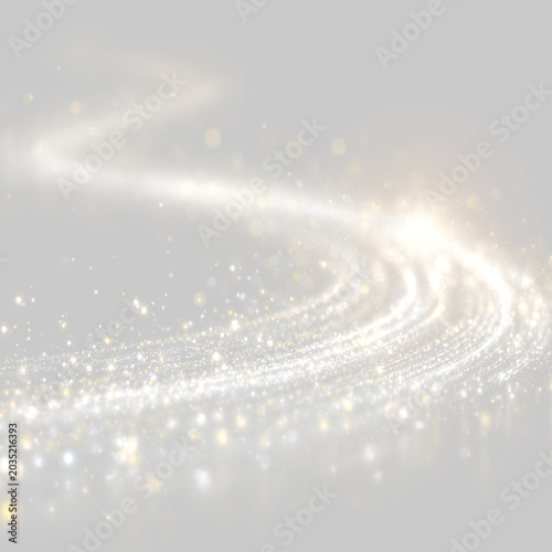 Silver Sparkle Light Trail Overlay on transparent background. PNG