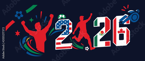 Trendy soccer Football tournament championship 2026 vector illustration Design or background, Dynamic vector logo icon design 