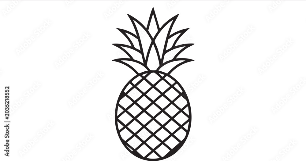 Obraz premium Pineapple Minimal Line Art Icon