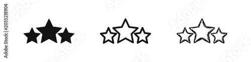 Canvastavla Three Stars Rating Icon Set for Feedback and Quality Review