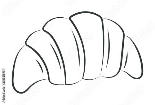Foto Classic Croissant Line Art - French Pastry Outline for Bakery and Cafe Designs