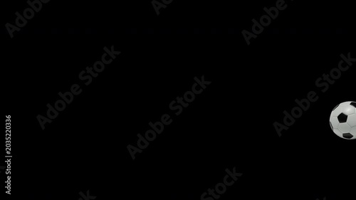 Soccer ball enters from the left, bounces across the frame and exits to the right. Isolated on transparent background (alpha channel). Smooth looping motion, realistic shadow and timing. Ideal for spo