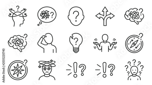 Photos Conceptual icons illustrating ideas uncertainty and decision making