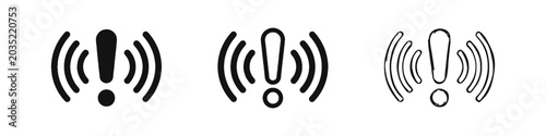 Photos Warning Alert and Alarm Icon Set - Glyph, Outline, and Hand-Drawn Styles