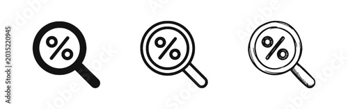 Vászonkép Discount Search Icon Set, Sale and Offer Magnifying Glass Symbol, Shopping Promo