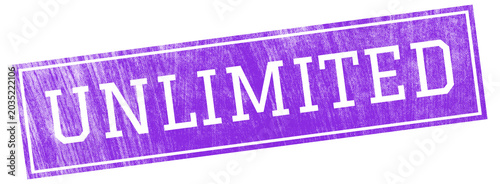 Purple unlimited stamp in white background with grunge texture for business formal documents on Transparent Background