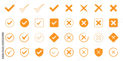 Obraz na plátně Check tick mark icon set