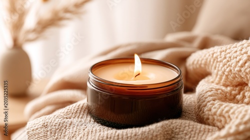 Vintage Scented Candle Wax Texture, Cozy Aromatherapy Home Decor Close Up