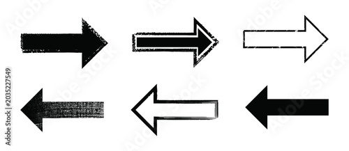 Brutalist grunge hand drawn arrow set vector illustration.