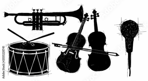 Photography Musical instruments for music performance.