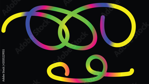 Vibrant multicolored abstract swirls on black background