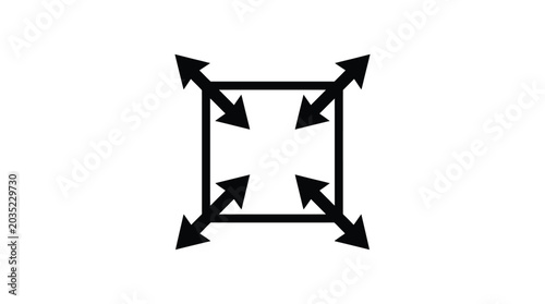 Schilderij op canvas Square With Outward pointing Arrows Black Silhouette On White Background