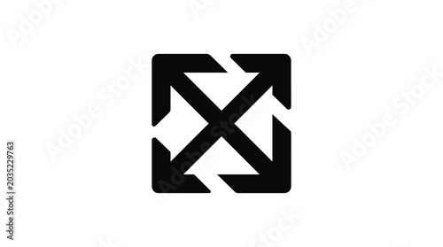 Fotografie Crossed arrows symbol black silhouette on a white background