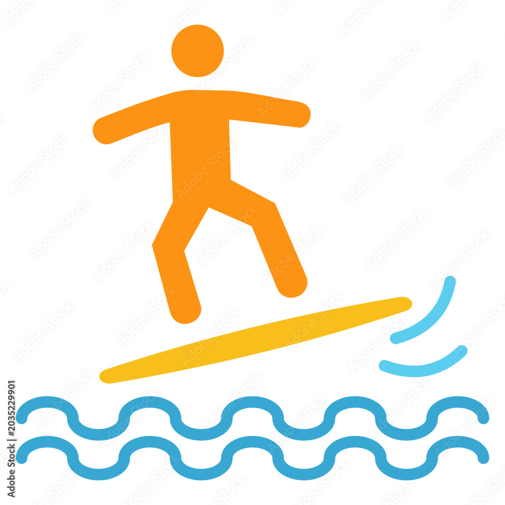 Fototapeta premium Surfing Outline Color Icon