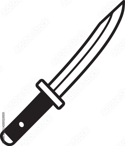 Εκτύπωση καμβά A simple black and white illustration of a dagger with a dark handle and a sharp blade