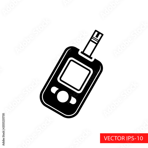 Foto Black and white illustration of a blood glucose meter on white background