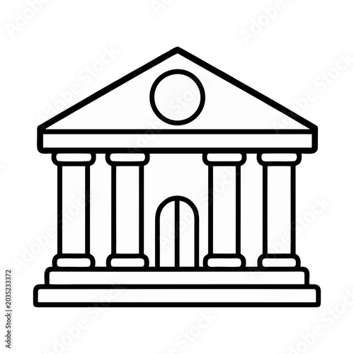 Bank Building Outline Vector Icon