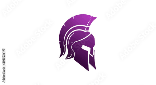 Cuadro en lienzo Purple Spartan Helmet Side View Illustration.