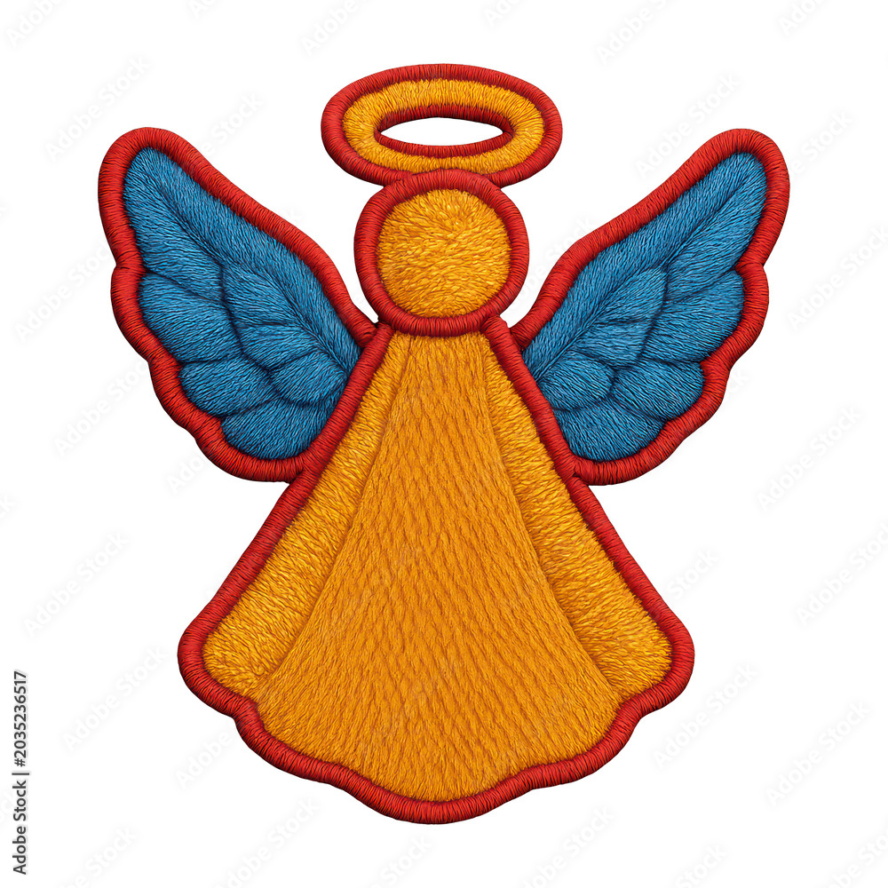 Obraz premium PNG Colorful embroidered angel patch.