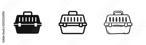 Bild auf Leinwand Pet Carrier Box Icon Set for Animal Transportation and Travel