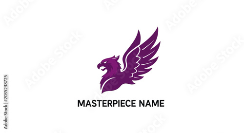 Bild auf Leinwand Purple mythical winged horse logo symbol.