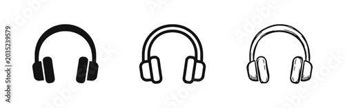 Quadro su tela Headset and headphones icon set for music and support