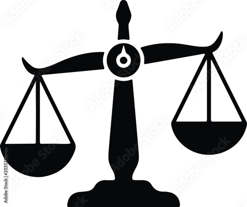 Foto Silhouette design classic justice law balance scale icon symbol vector