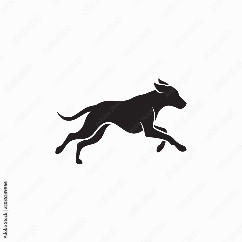 Fototapeta premium Happy Running Cartoon Dog Vector Illustration on White Background