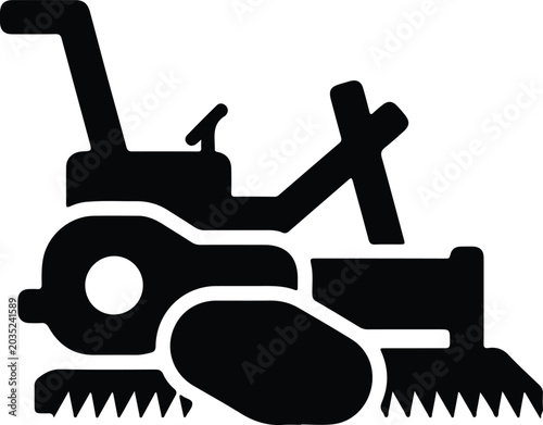 Silhouette design modern compact walk-behind tractor gardening equipment farming tool vector