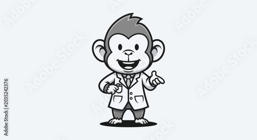 Photography Cartoon monkey in lab coat illustration