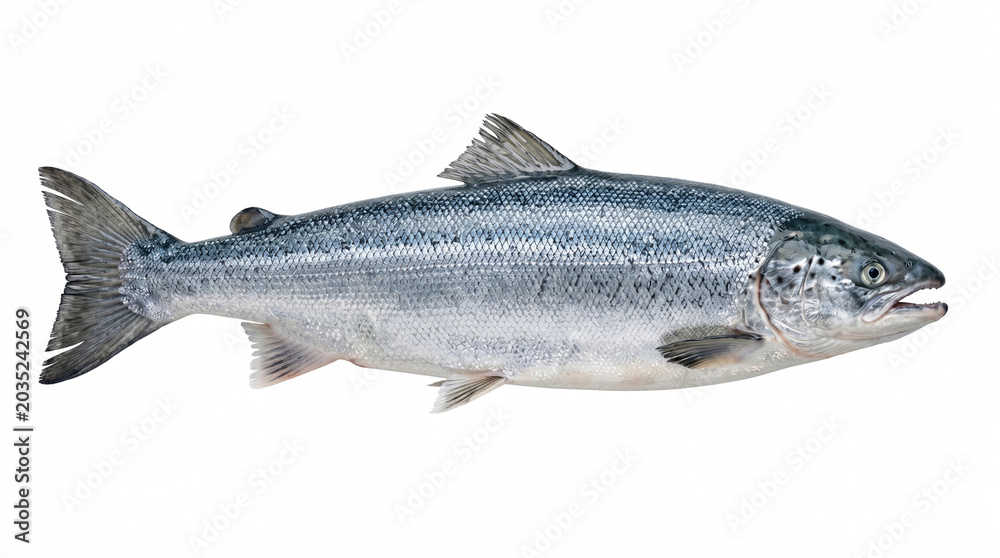 Obraz premium Fresh salmon fish on white background