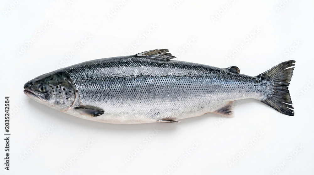 Obraz premium Salmon fish white background