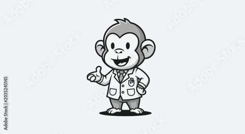 Photography Cartoon monkey wearing lab coat