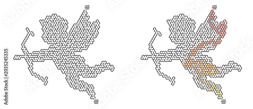 Photography Cupid outlined in gray and colored with warm tones for Valentine's Day Labyrinth