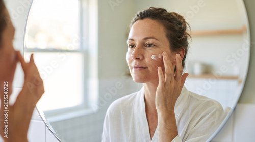 Adult Woman Using Reef-Safe Facial Sunscreen for Daily Protection
