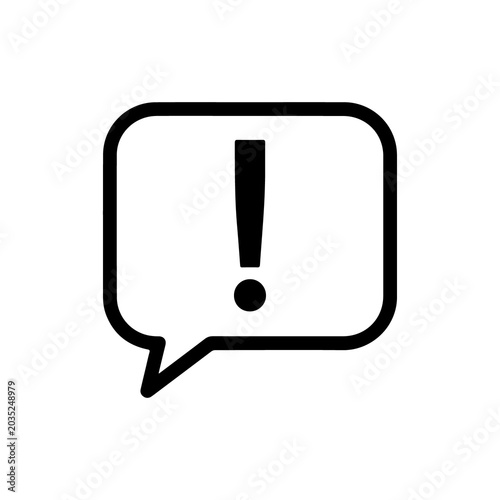 Exclamation mark inside a speech bubble icon, alert or notification symbol isolated on transparent background