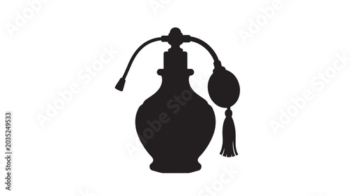 Foto Vintage perfume bottle with atomizer black silhouette