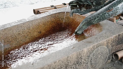 Dragon Sculpture at a Japanese Shrine Purification Fountain (Chozuya)