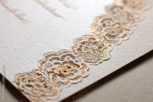 Elegant laser-cut invitation design featuring ornate filigree and intricate border