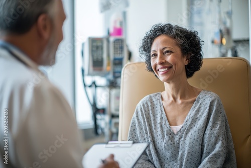 Female patient listening to doctor in oncology consultation