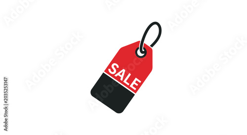 Red sale discount tag hanging object.