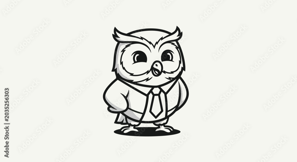 Obraz premium Cartoon owl wearing tie illustration