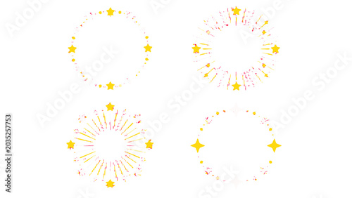 Foto Set of circular star borders and radiant decorative frames
