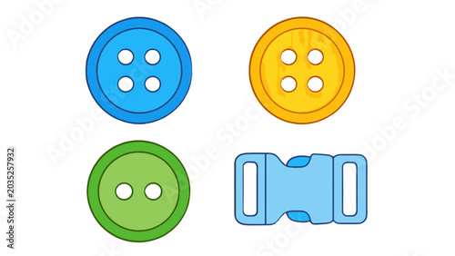 Tableau sur toile Colorful sewing buttons and plastic fastener vector set