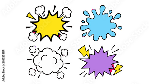 Konstfotografi Comic style speech bubbles and splash shapes set