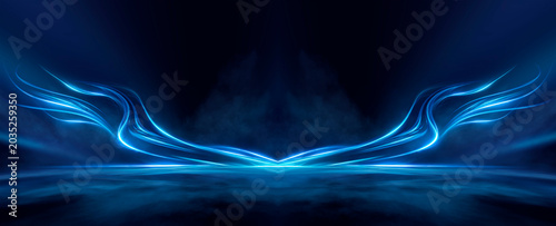 Abstract blue light rays ba...