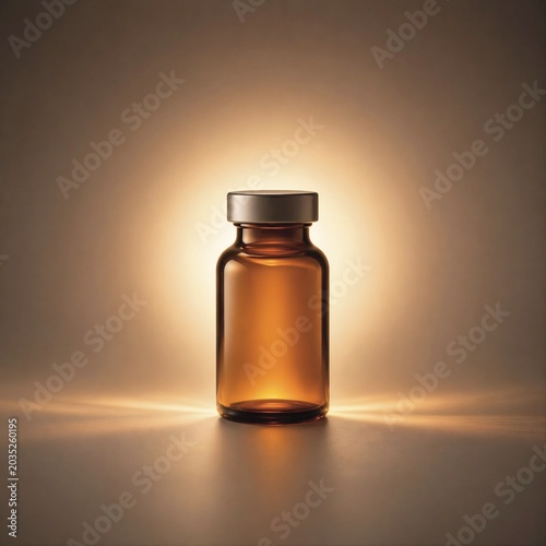  Amber Glass Medicine Bottle with Warm Light Background