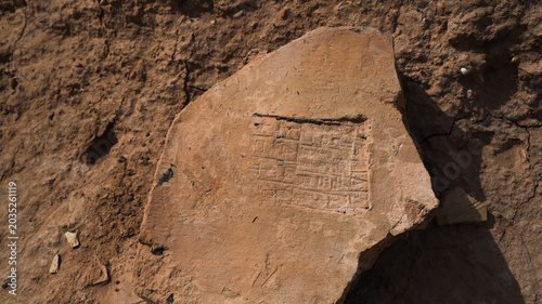 Discovering ancient cuneiform inscriptions in Uruk Iraq during archaeological excavation