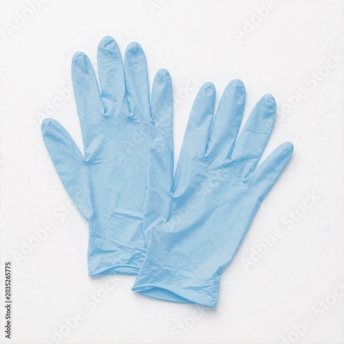  Blue Medical Gloves Isolated on White Healthcare Background