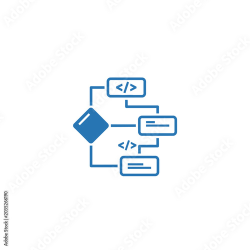 Application architecture diagram icon with logic flow symbols